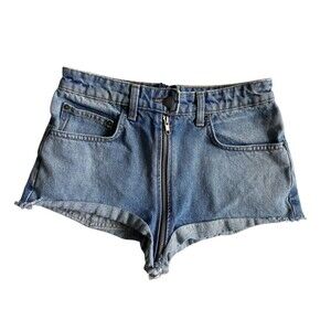 Carmar Womens Blue Helen Full Exposed Zipper Jean Shorts Size 26 Micro Cheeky‎
